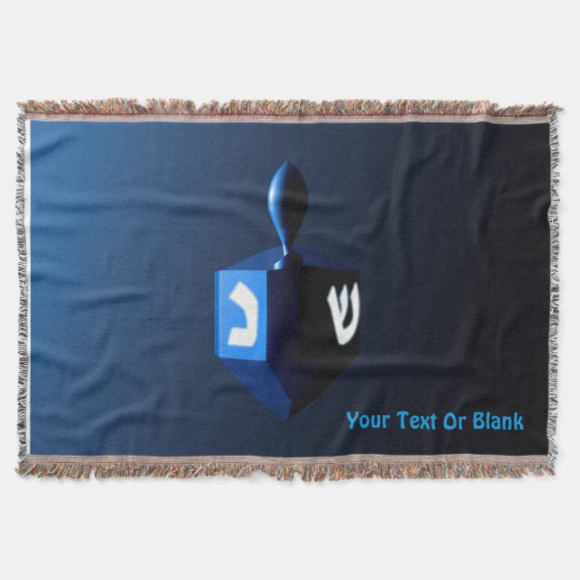 Shiny Blue Dreidel Throw Blanket (Front)