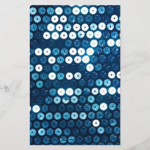 shiny blue sequins stationery