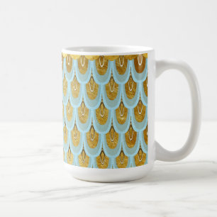 Shiny Blue Teal Glitter Mermaid Fish Scales Coffee Mug