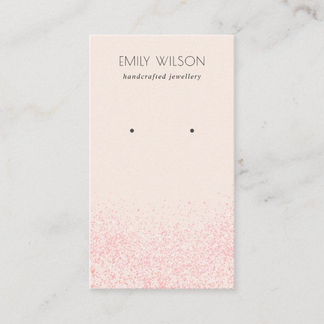 Shiny Blush Pink Glitter Texture Earring Display Business Card (Front)