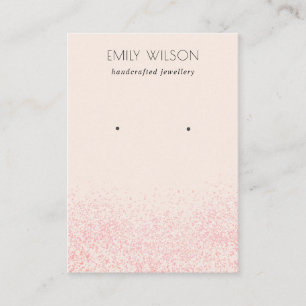 Shiny Blush Pink Glitter Texture Earring Display Business Card