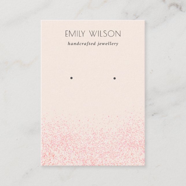 Shiny Blush Pink Glitter Texture Earring Display Business Card (Front)