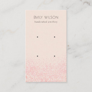 Shiny Blush Pink Glitter Texture Earring Display Business Card