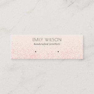 Shiny Blush Pink Glitter Texture Earring Display Mini Business Card