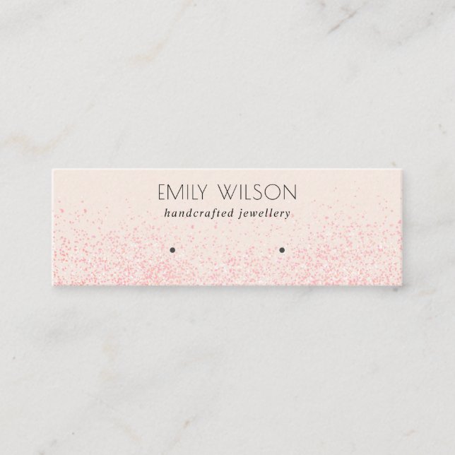Shiny Blush Pink Glitter Texture Earring Display Mini Business Card (Front)