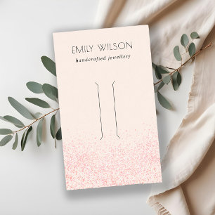 Shiny Blush Pink Glitter Texture Hair Clip Display Business Card