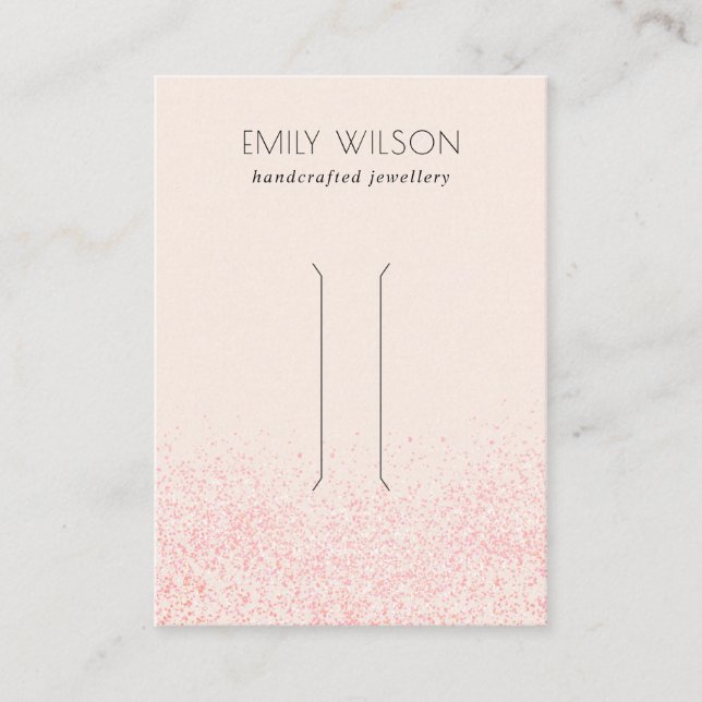 Shiny Blush Pink Glitter Texture Hair Clip Display Business Card (Front)