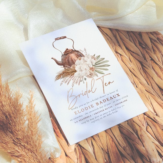 Shiny Boho Floral Pampas Grass Tea Bridal Shower (Creator Uploaded)