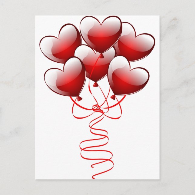 Shiny Bright Love Heart Balloons Postcard (Front)