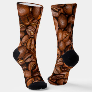 Shiny brown coffee beans socks