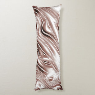 Shiny brown long wavy traces on white background body cushion