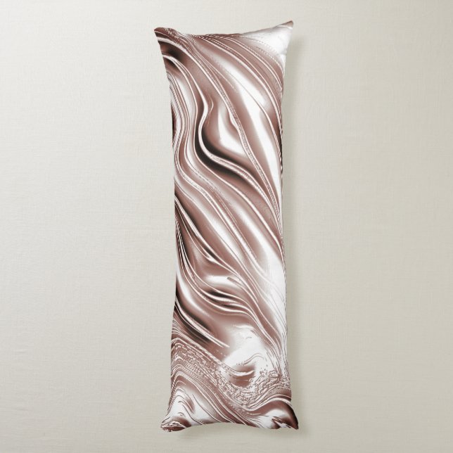 Shiny brown long wavy traces on white background  body cushion (Back (Vertical))