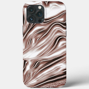 Shiny brown long wavy traces on white background iPhone 13 pro max case