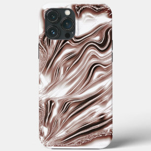 Shiny brown long wavy traces on white background iPhone 13 pro max case