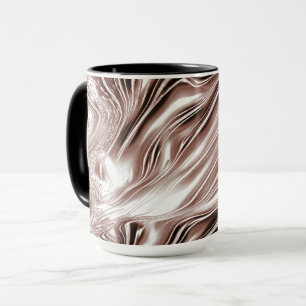 Shiny brown long wavy traces on white background mug