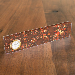Shiny brownish coral, and embossed nameplate