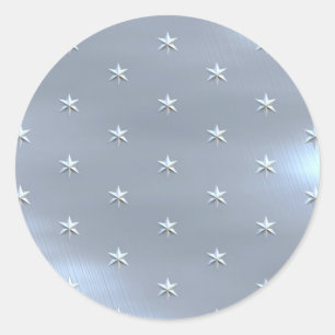 Shiny Brushed Star Metallic Texture Classic Round Sticker