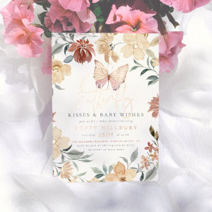 Shiny Butterfly Kisses & Wishes Girl Baby Shower