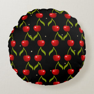 Shiny Cherries Pattern Round Cushion