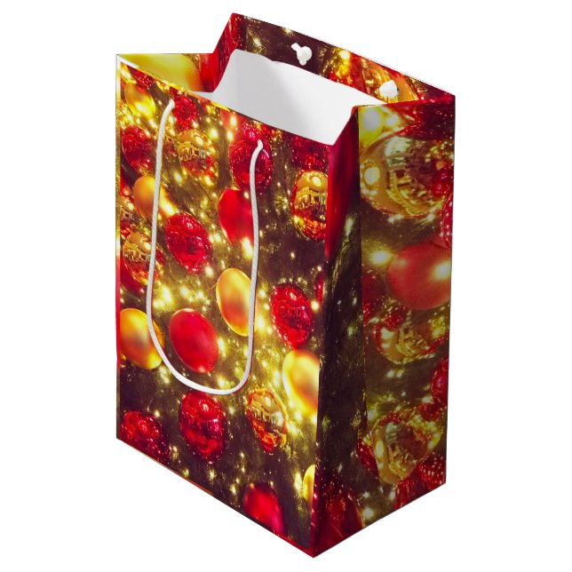 Shiny Christmas Ball Cluster Delight Medium Gift Bag (Front Angled)