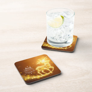 Shiny Christmas Deer Beverage Coaster