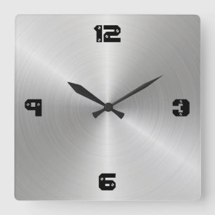 Shiny Circular Polished Metal Texture Square Wall Clock
