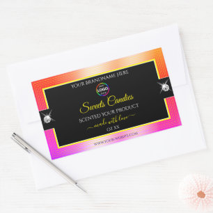 Shiny Colorfully Rainbow Black Logo Product Label
