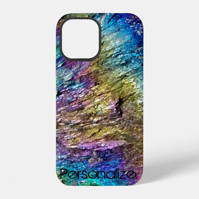 Shiny coloured abstract pattern stone iPhone case (Back)
