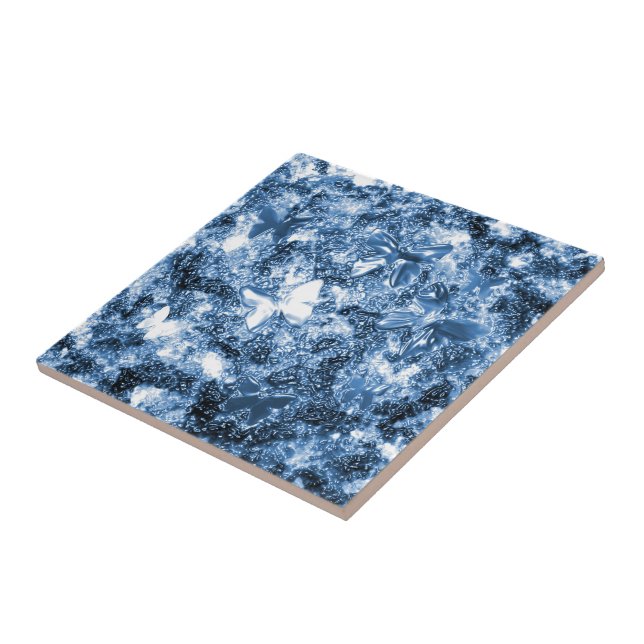 shiny colourful butterflies embossed on porcelain  tile (Side)