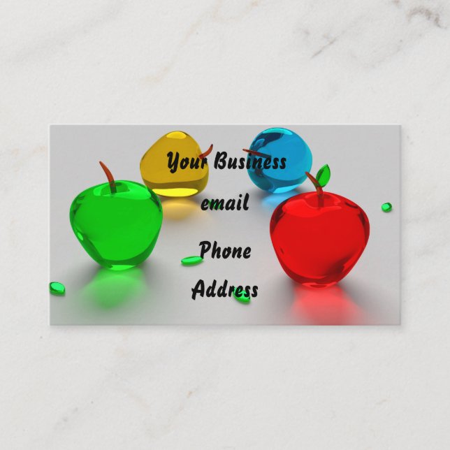 Shiny Colourful Glass Fruit Apples Business Card (Front)