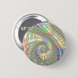 Shiny Colourful Spiral Fractal Digital Abstract Ar 6 Cm Round Badge