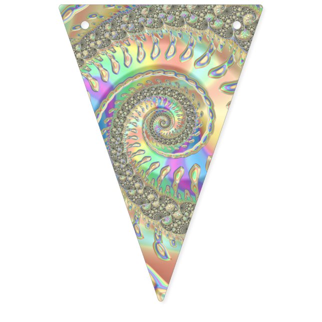 Shiny Colourful Spiral Fractal Digital Abstract Ar Bunting (First Flag)
