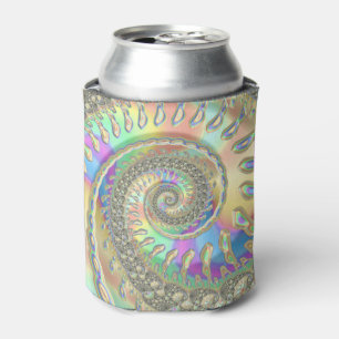 Shiny Colourful Spiral Fractal Digital Abstract Ar Can Cooler