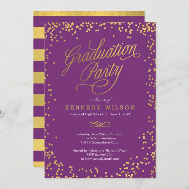 Shiny Confetti EDITABLE COLOR Graduation Party Invitation (Front/Back)