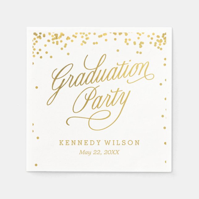 Shiny Confetti Editable Colour Graduation Napkins (Front)
