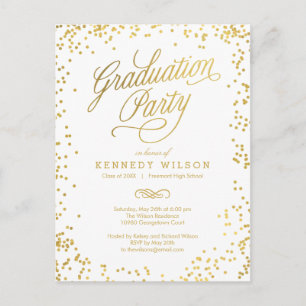 Shiny Confetti Graduation Invitation Postcard