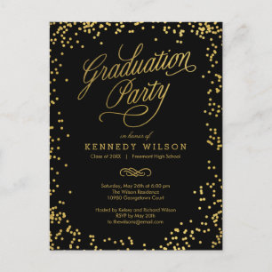 Shiny Confetti Graduation Invitation Postcard