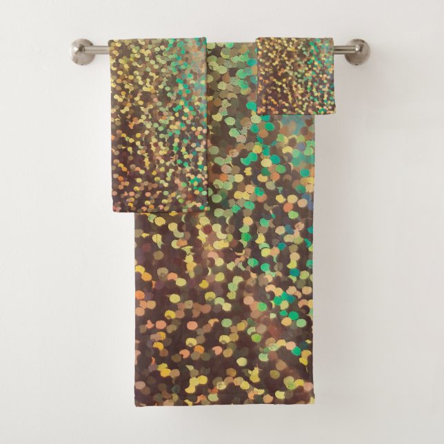 Shiny, confetti  , multicolored bath towel set (Insitu)
