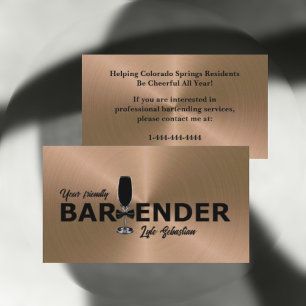 Shiny Copper Event Bartender Business Card