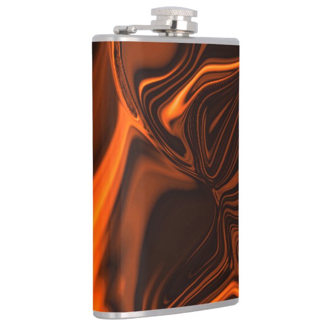 Shiny coral curved undulations over dark fund  hip flask (Right)