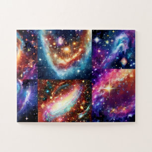 Shiny cosmos night skies and planet stars galaxy jigsaw puzzle
