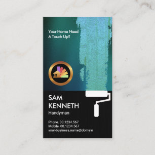 Shiny Cyan Paint Black Grunge Painter Handyman Business Card