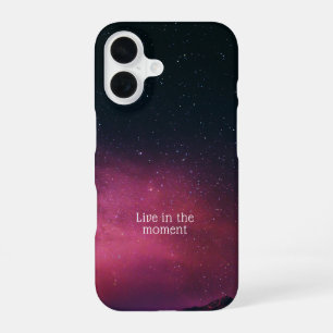 Shiny Dark “Live in the Moment” – Premium Glossy P iPhone 16 Case