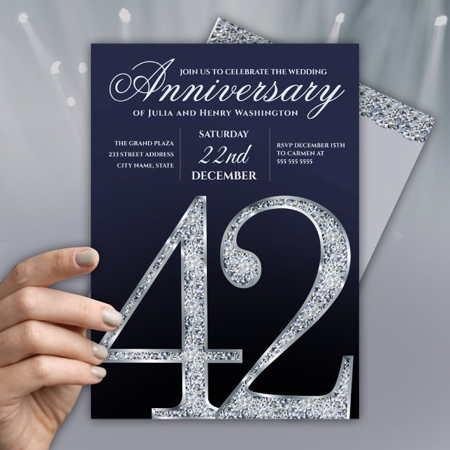 Shiny Diamond 42nd Wedding Anniversary  Invitation (Creator Uploaded)