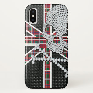 Shiny Diamond Skull Black Red Grid Case-Mate iPhone Case