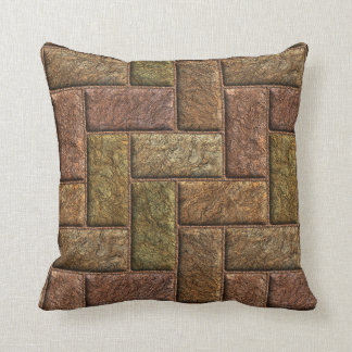 Shiny digital bricks pattern bronze and copper cushion