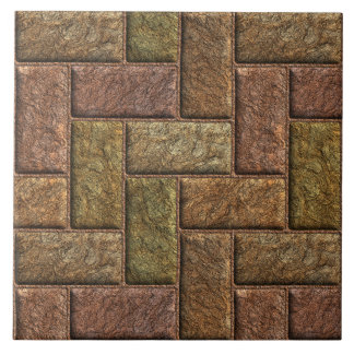 Shiny digital bricks pattern bronze and copper tile