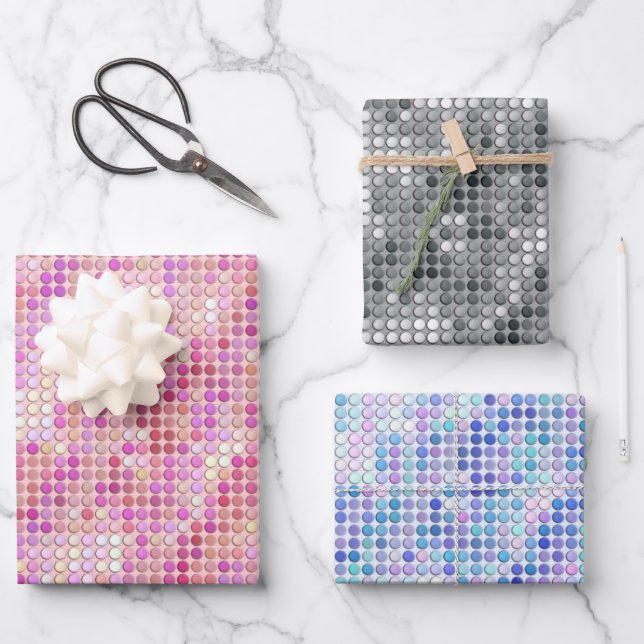 Shiny Disco Dots Wrapping Paper Sheet (Front)