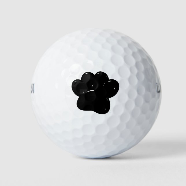 Shiny Dog Paw Print Drawing Golf Balls (Front)