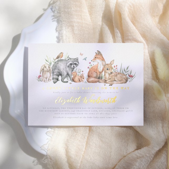 Shiny Elegant Woodland Forest Animals Baby Shower (Creator Uploaded)